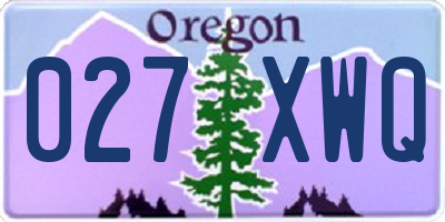 OR license plate 027XWQ