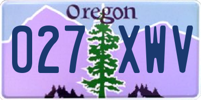 OR license plate 027XWV