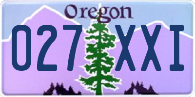 OR license plate 027XXI