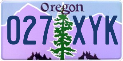 OR license plate 027XYK