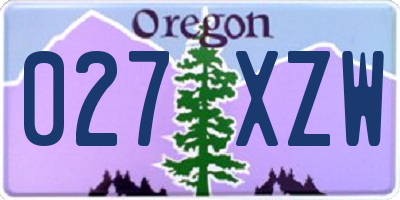 OR license plate 027XZW