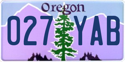 OR license plate 027YAB