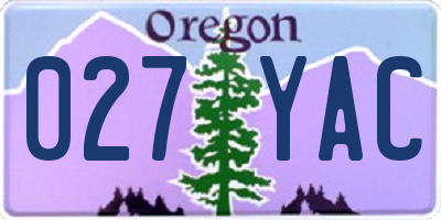 OR license plate 027YAC