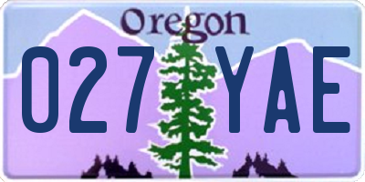 OR license plate 027YAE