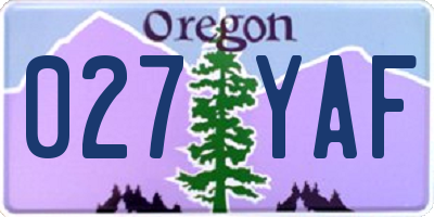 OR license plate 027YAF