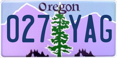 OR license plate 027YAG