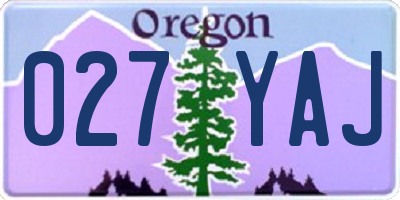 OR license plate 027YAJ