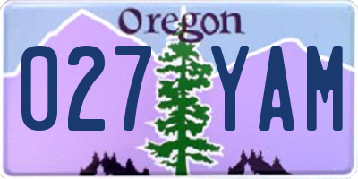 OR license plate 027YAM
