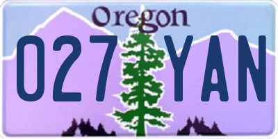 OR license plate 027YAN