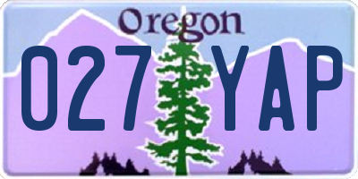 OR license plate 027YAP