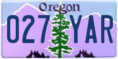 OR license plate 027YAR