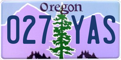 OR license plate 027YAS