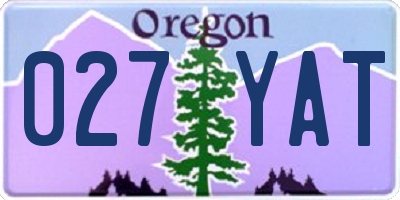 OR license plate 027YAT