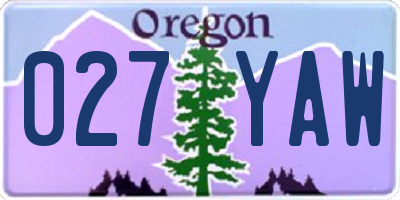 OR license plate 027YAW