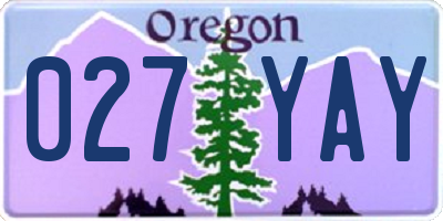 OR license plate 027YAY