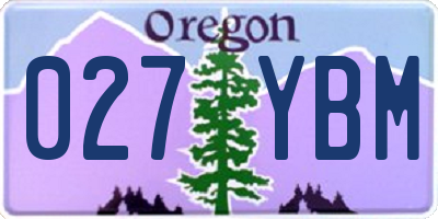 OR license plate 027YBM