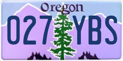 OR license plate 027YBS