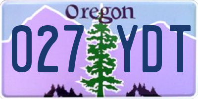 OR license plate 027YDT