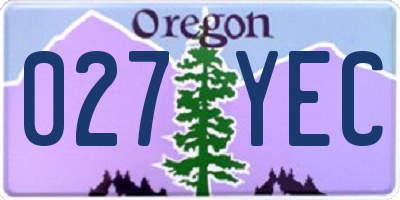 OR license plate 027YEC