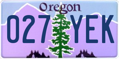 OR license plate 027YEK