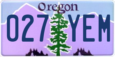 OR license plate 027YEM