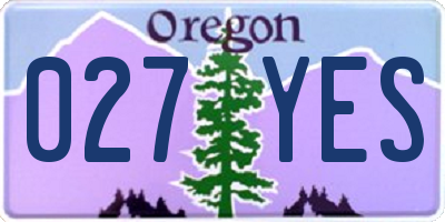 OR license plate 027YES