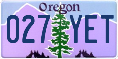 OR license plate 027YET
