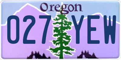 OR license plate 027YEW