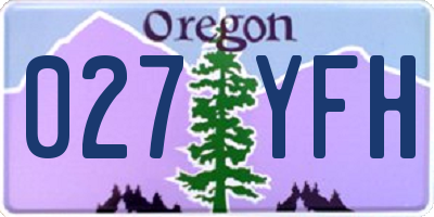 OR license plate 027YFH