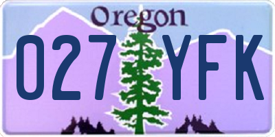OR license plate 027YFK