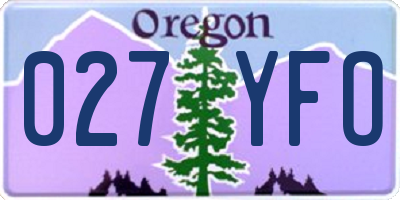 OR license plate 027YFO