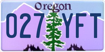 OR license plate 027YFT