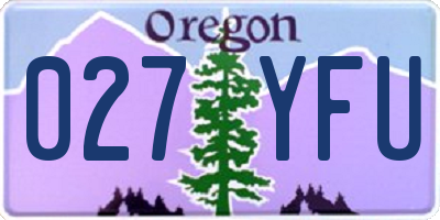 OR license plate 027YFU