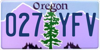 OR license plate 027YFV