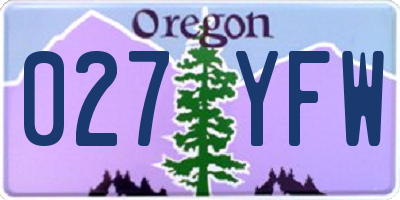 OR license plate 027YFW