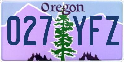 OR license plate 027YFZ