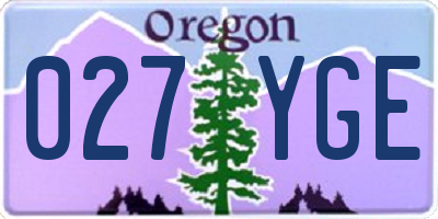 OR license plate 027YGE