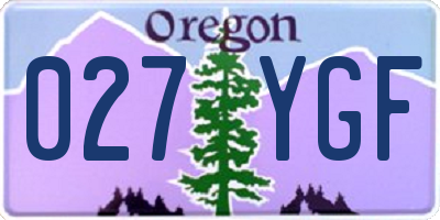 OR license plate 027YGF