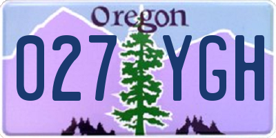 OR license plate 027YGH