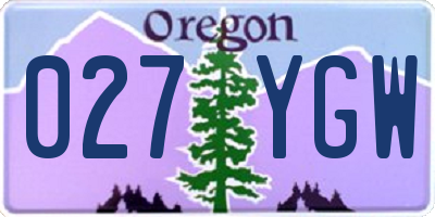 OR license plate 027YGW