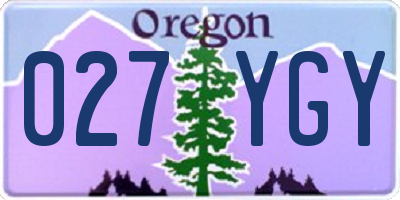OR license plate 027YGY