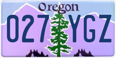 OR license plate 027YGZ