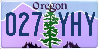 OR license plate 027YHY