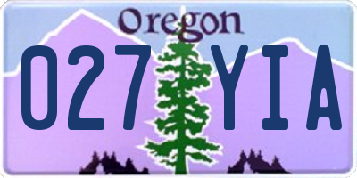 OR license plate 027YIA
