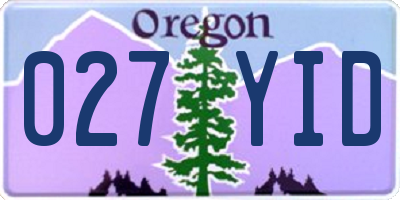 OR license plate 027YID