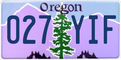 OR license plate 027YIF