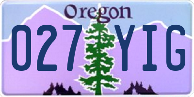 OR license plate 027YIG