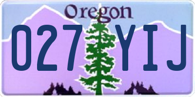 OR license plate 027YIJ