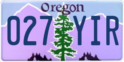OR license plate 027YIR