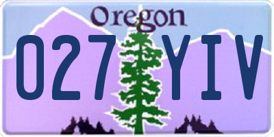 OR license plate 027YIV